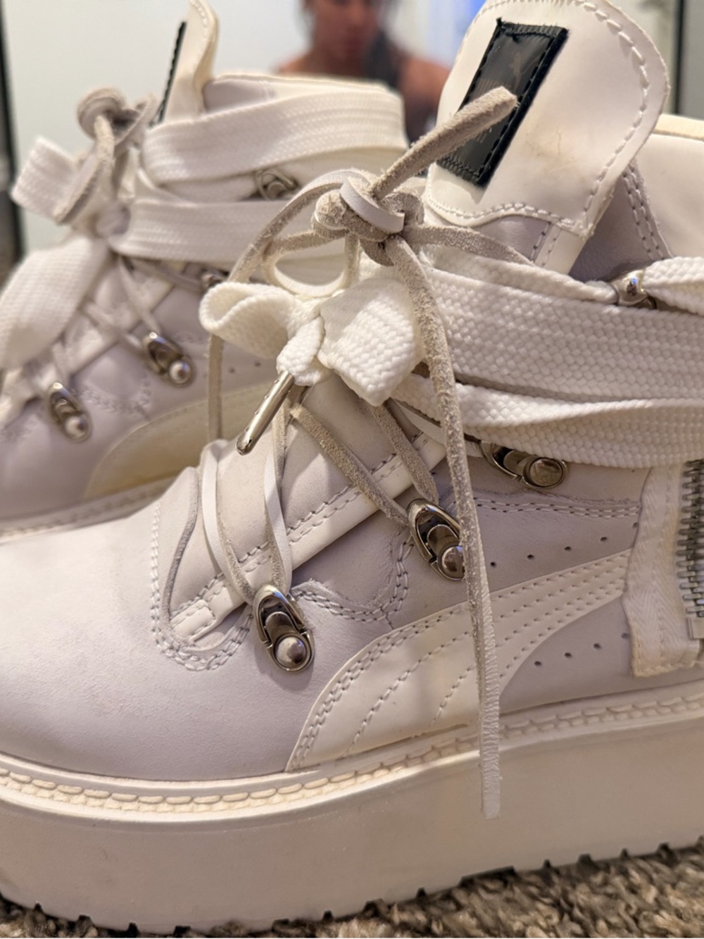 Puma Women's White Lace-Up Platform Boots